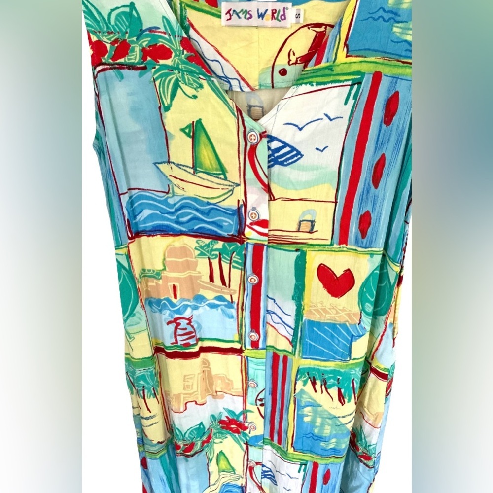 🌸 Jams World Vintage 90s Tropical Sundress 🌴 Festival / Resort Wear, Hawaiian - Picture 5 of 10